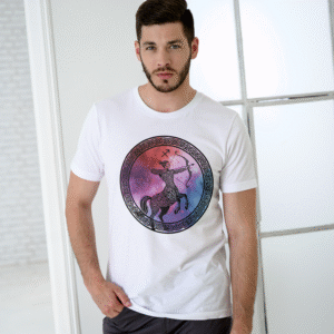 🏹 galactic archer: sagittarius zodiac t shirt (white edition)