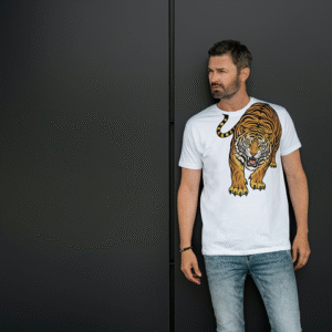 crimson roar: tiger graphic t shirt